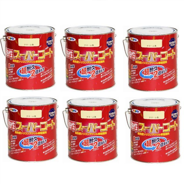 アサヒペン 油性スーパーコート １．６Ｌ クリーム色 6缶セット