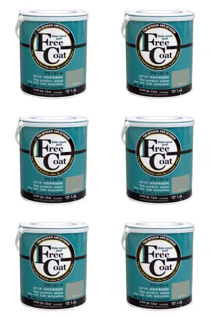 アトムハウスペイント 水性フリーコート 1.6 L 青磁 6缶セット