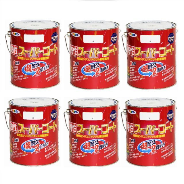アサヒペン 油性スーパーコート １．６Ｌ 白 6缶セット