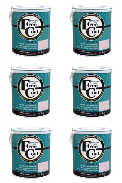 アトムハウスペイント 水性フリーコート 1.6 L ローズミスト 6缶セット