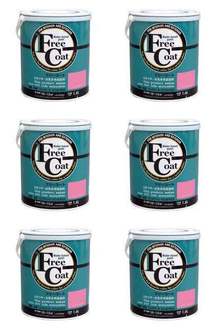 アトムハウスペイント 水性フリーコート 1 6 L ポンパドールピンク 6缶セット