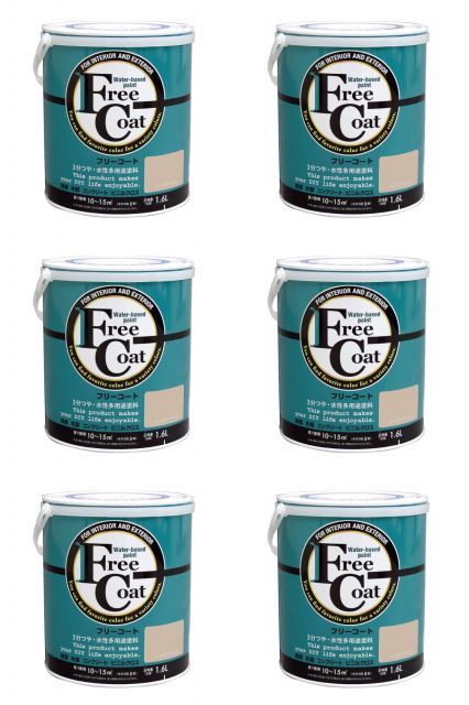 アトムハウスペイント 水性フリーコート 1.6 L ハーベストベージュ 6缶セット