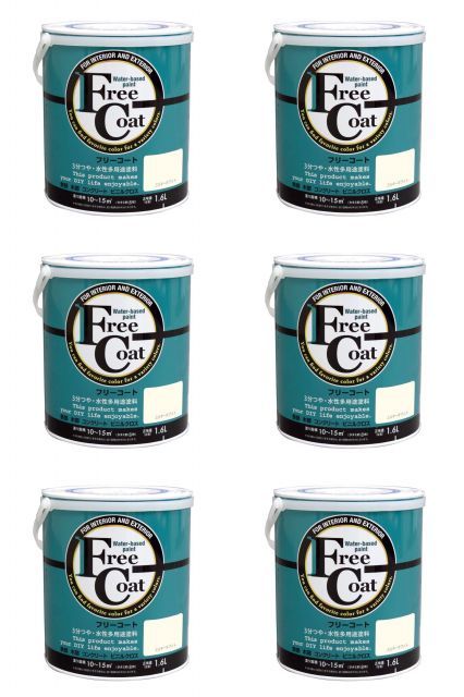 アトムハウスペイント 水性フリーコート 1 6 L ミルキーホワイト 6缶セット