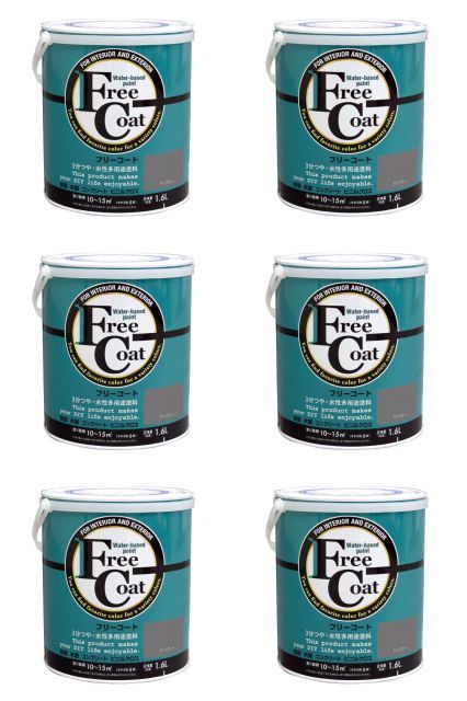 アトムハウスペイント 水性フリーコート 1 6 L ライトグレー 6缶セット