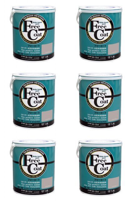 アトムハウスペイント 水性フリーコート 1.6 L マイルドグレー 6缶セット