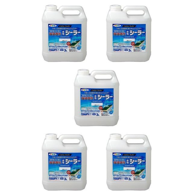 アサヒペン 強浸透性水性シーラー３Ｌクリヤ 5缶セット