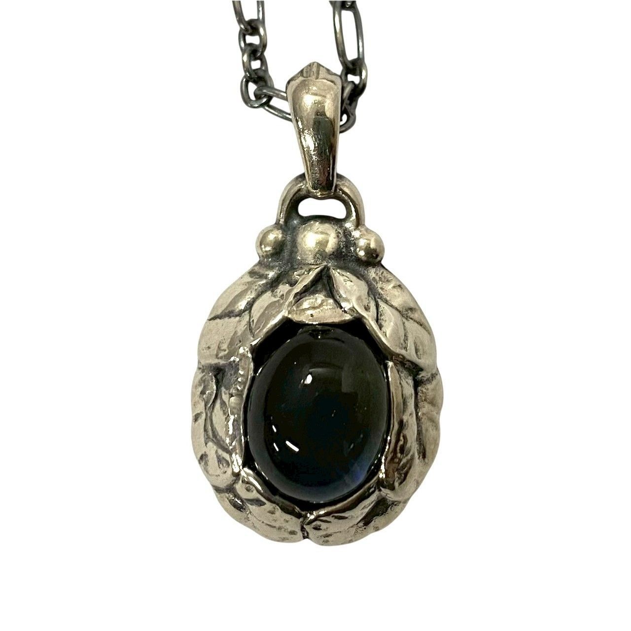 Y【GEORGE JENSEN】1997 ラブラドライト イヤーペンダント SV925