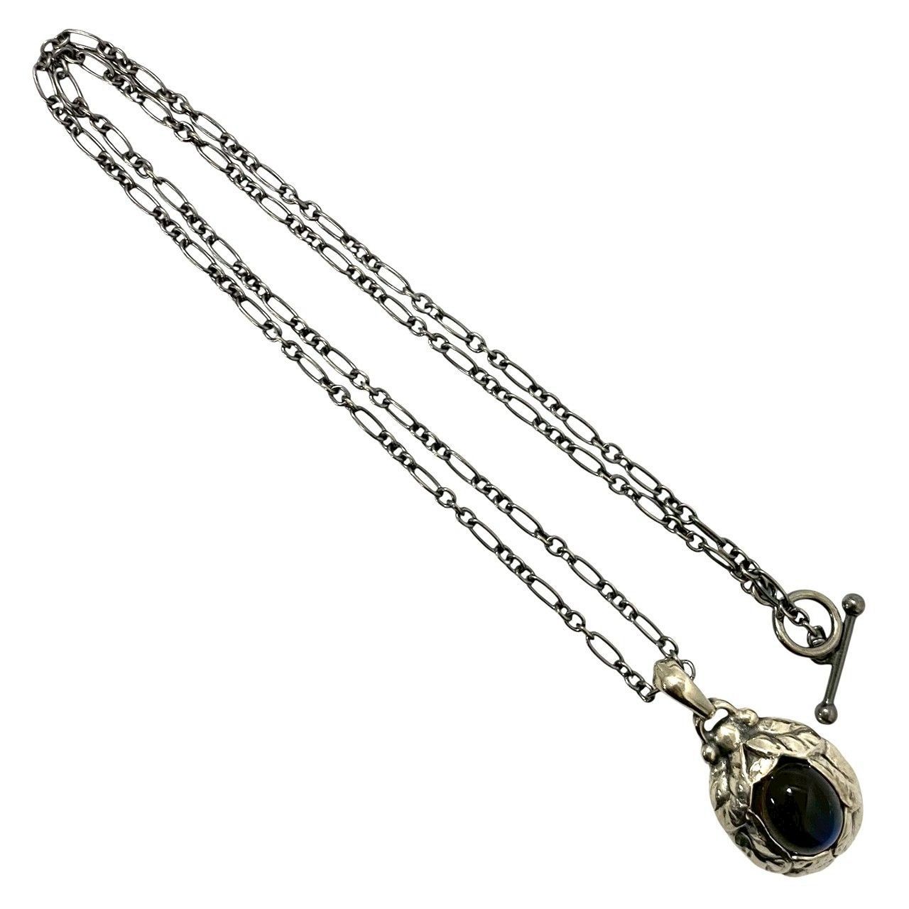 Y【GEORGE JENSEN】1997 ラブラドライト イヤーペンダント SV925