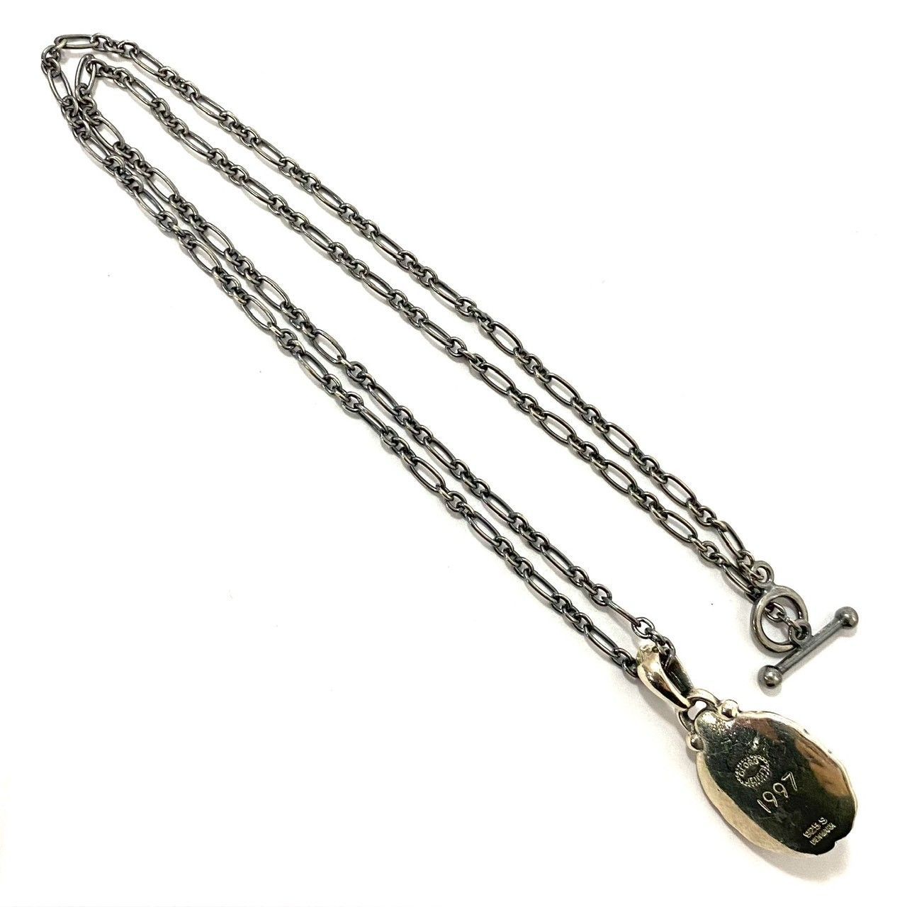 Y【GEORGE JENSEN】1997 ラブラドライト イヤーペンダント SV925