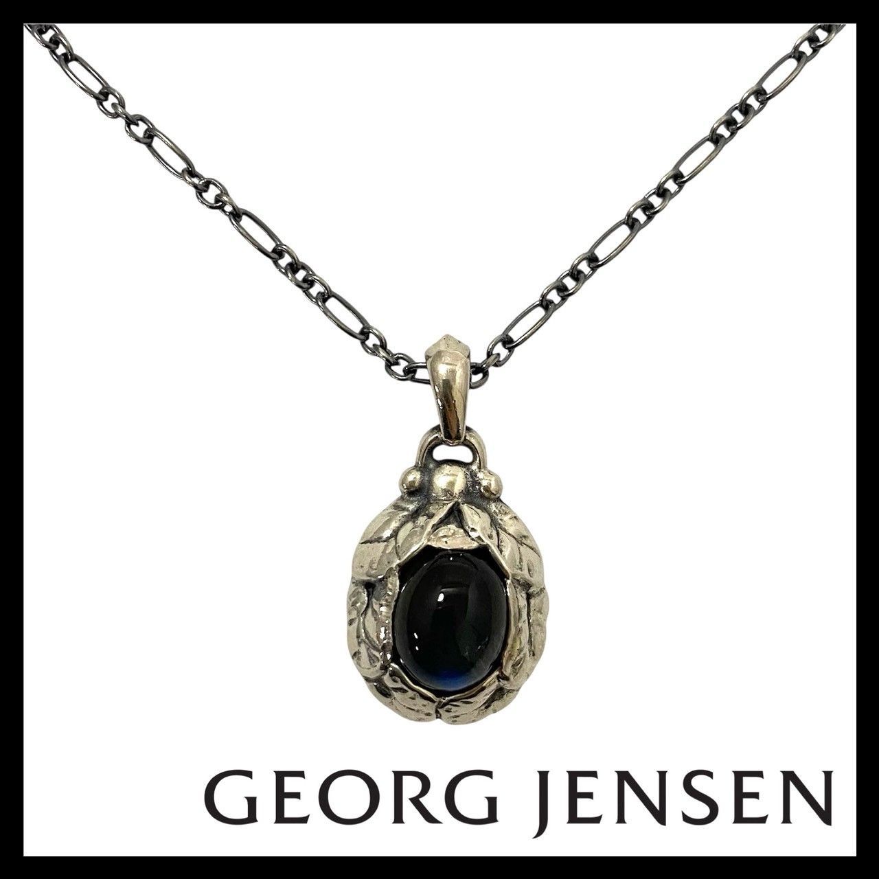 Y【GEORGE JENSEN】1997 ラブラドライト イヤーペンダント SV925