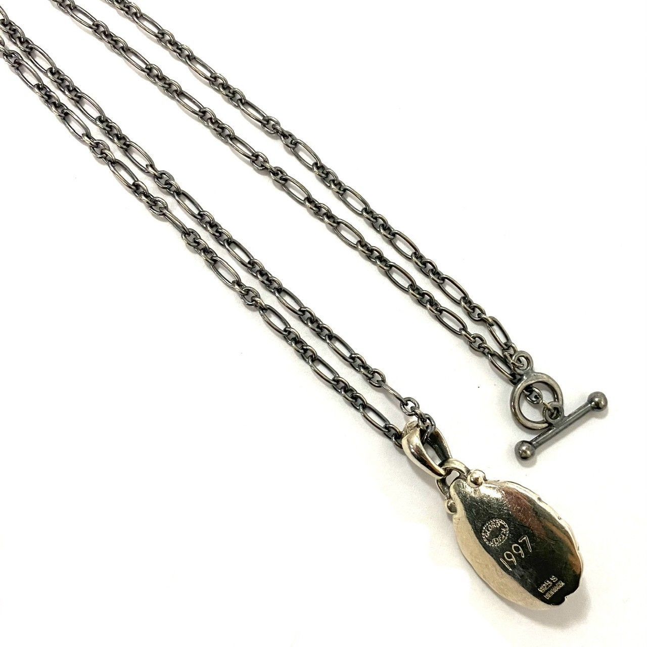 Y【GEORGE JENSEN】1997 ラブラドライト イヤーペンダント SV925