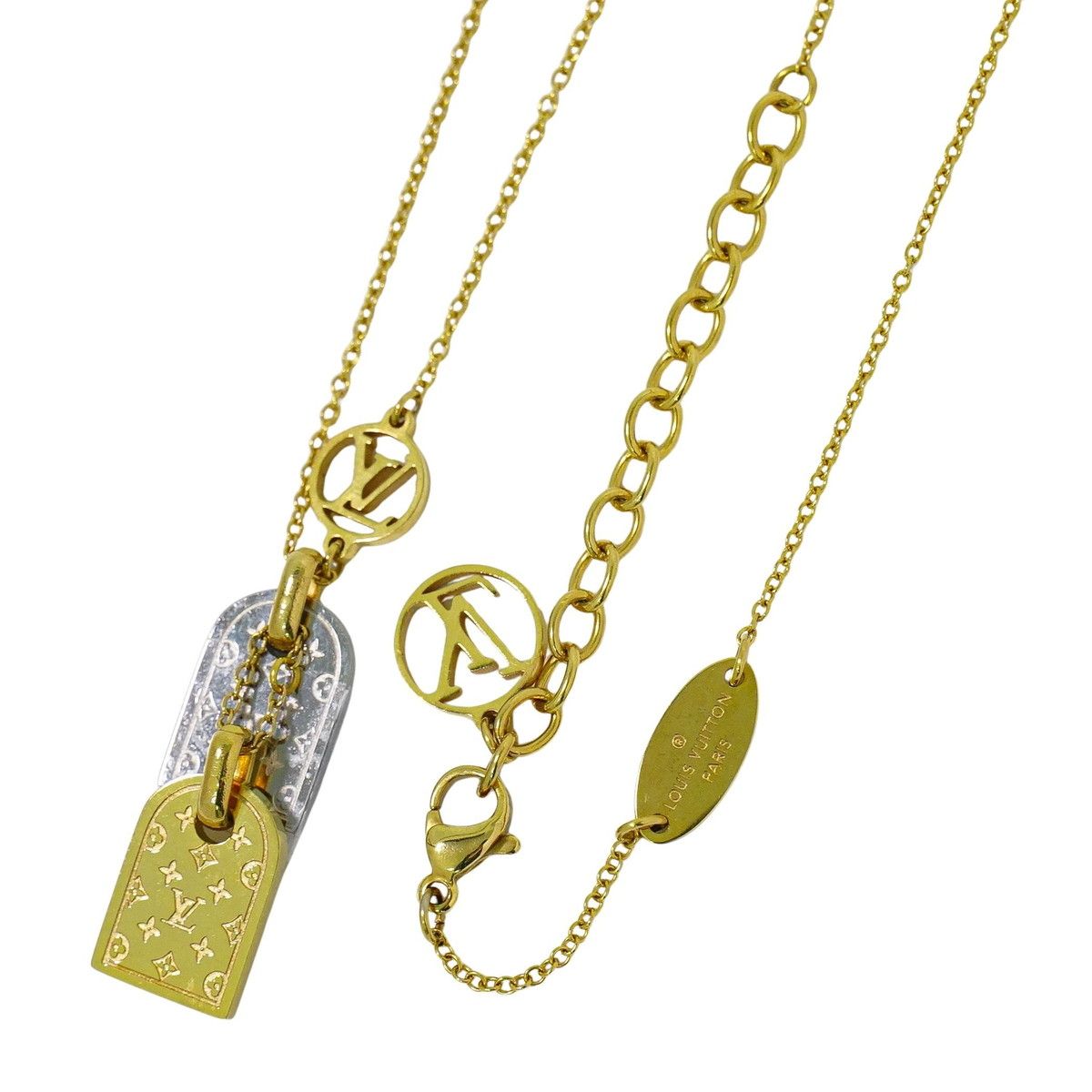 本物 ルイヴィトン LOUIS VUITTON LV ナノグラム ネックレス GP
