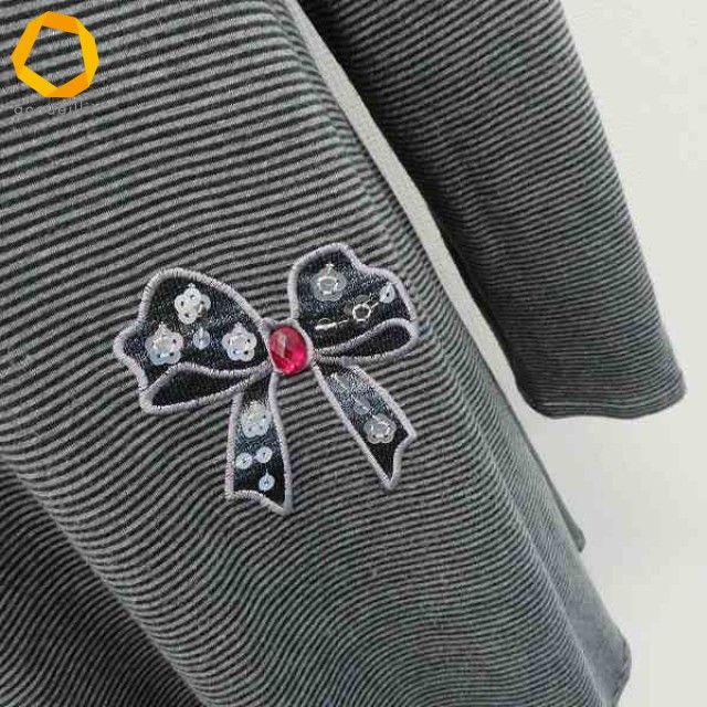 GKITALIYA 伊太利屋 チュニック トップス ボーダー 刺繍 ライン