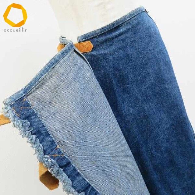 ピンクハウス PINKHOUSE デニム 巻きスカート ロング カウレザー