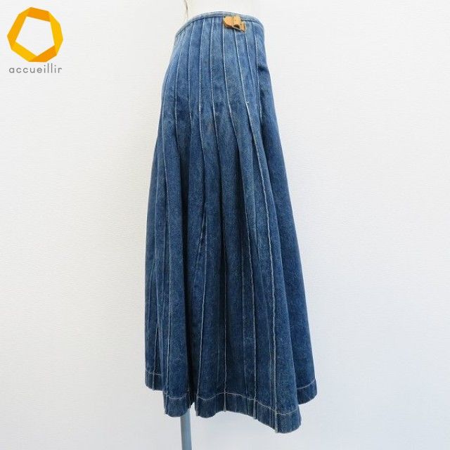 ピンクハウス PINKHOUSE デニム 巻きスカート ロング カウレザー