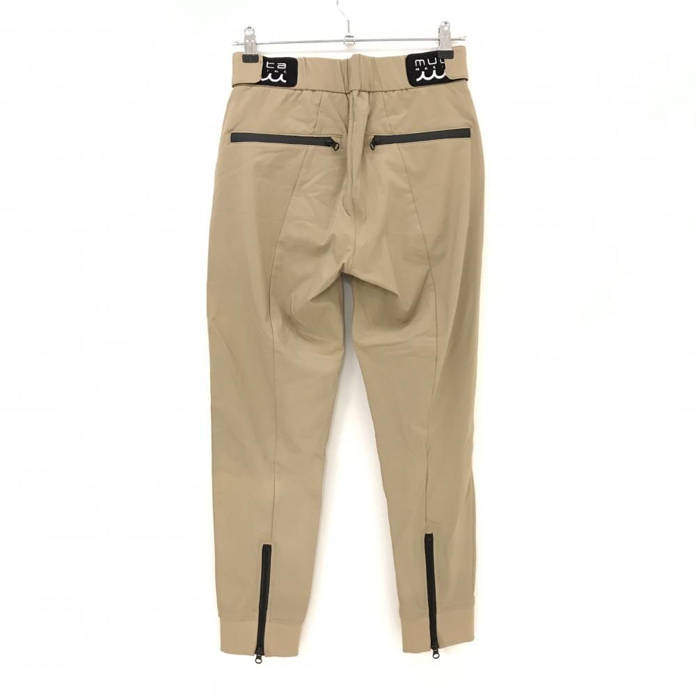 美品】ムータマリン ジョガーパンツ ベージュ×黒 裾ジップ ナイロン