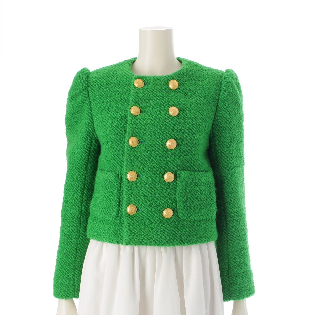 シーニュ cygne ウール ツイード 金ボタン ショート丈 クロップド ノー