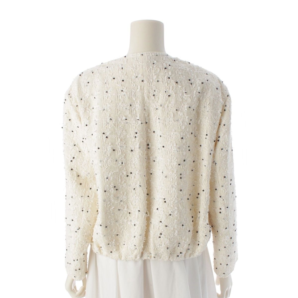 ドゥロワー コットン ドット ツイード ジップアップ ノーカラー