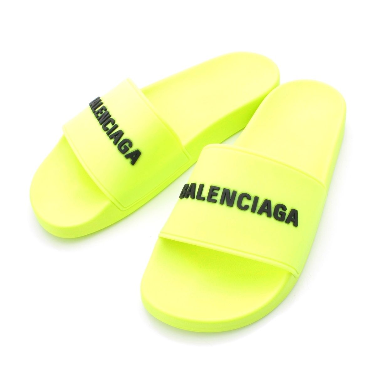 バレンシアガ POOL SIDE ラバー ロゴ サンダル ネオンイエロー 26.5cm