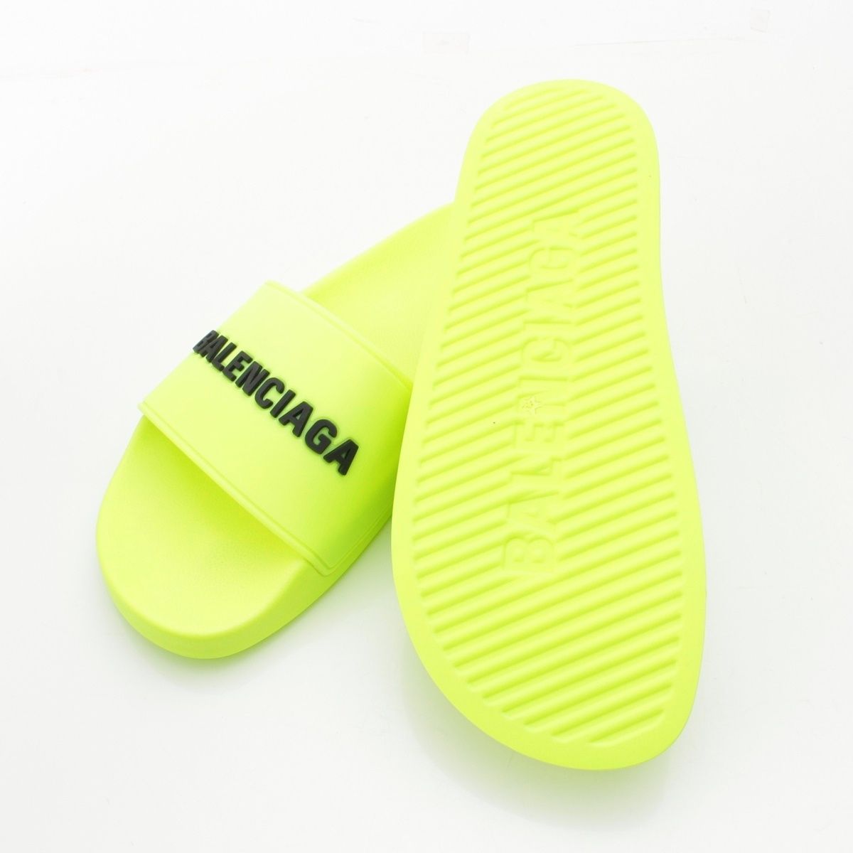 バレンシアガ POOL SIDE ラバー ロゴ サンダル ネオンイエロー 26.5cm