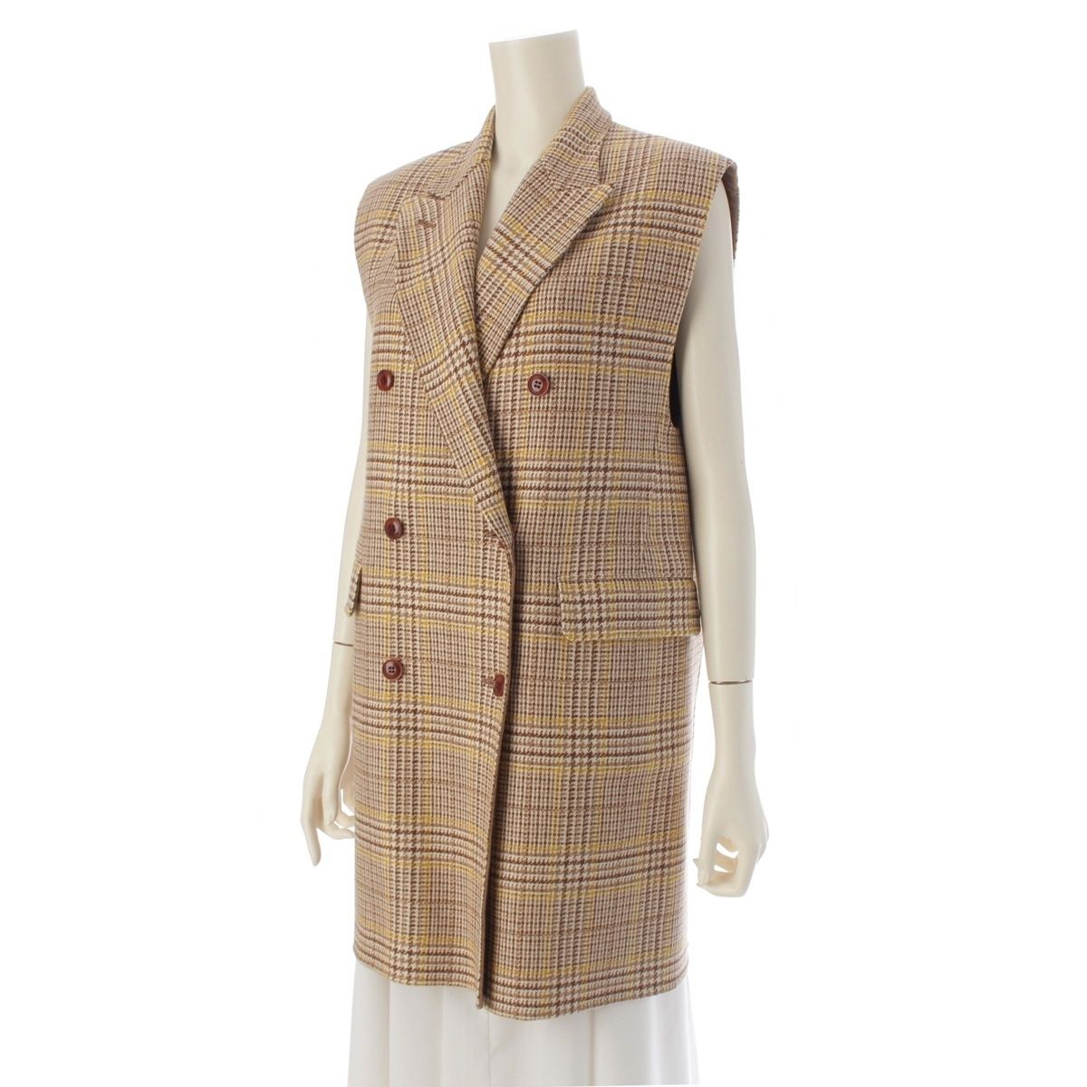 【新品同様】ドゥロワー　ジレ　ベスト　コート　グレンチェック　カシミヤ　ダブル Drawer - 【新品同様】ドゥロワー ジレ ベスト コート グレンチェック