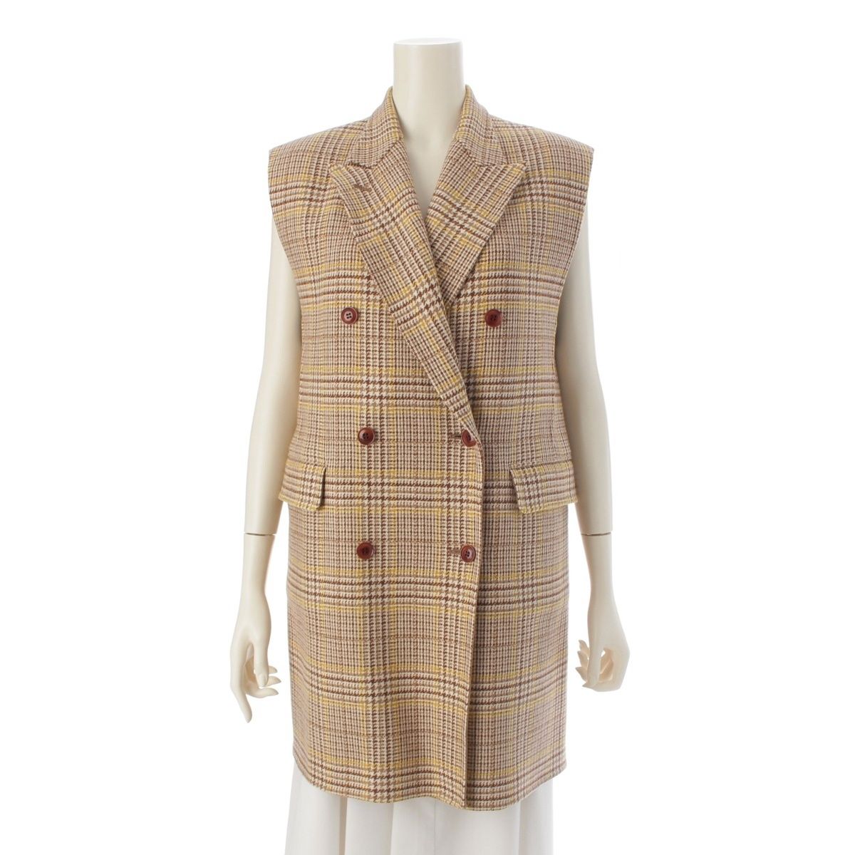 【新品同様】ドゥロワー　ジレ　ベスト　コート　グレンチェック　カシミヤ　ダブル Drawer - 【新品同様】ドゥロワー ジレ ベスト コート グレンチェック