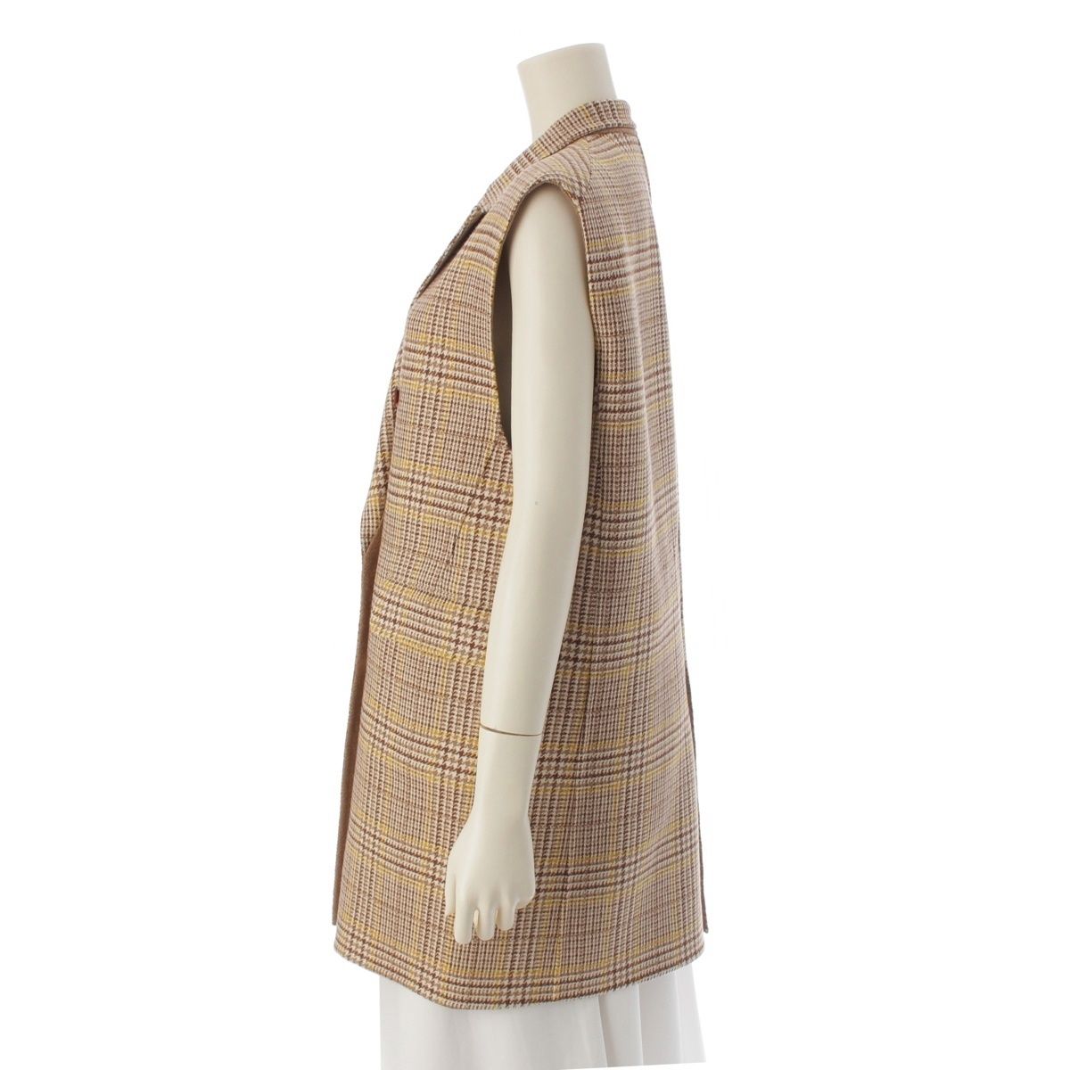 ドゥロワー カシミヤ混 ウール グレンチェック ジレ ベスト 6525-299