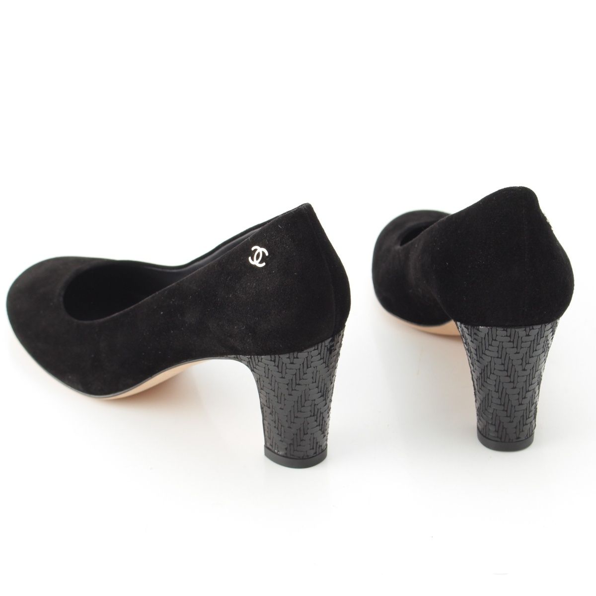 シャネル スエード ココマーク ヒール パンプス ブラック 35.5C【中古