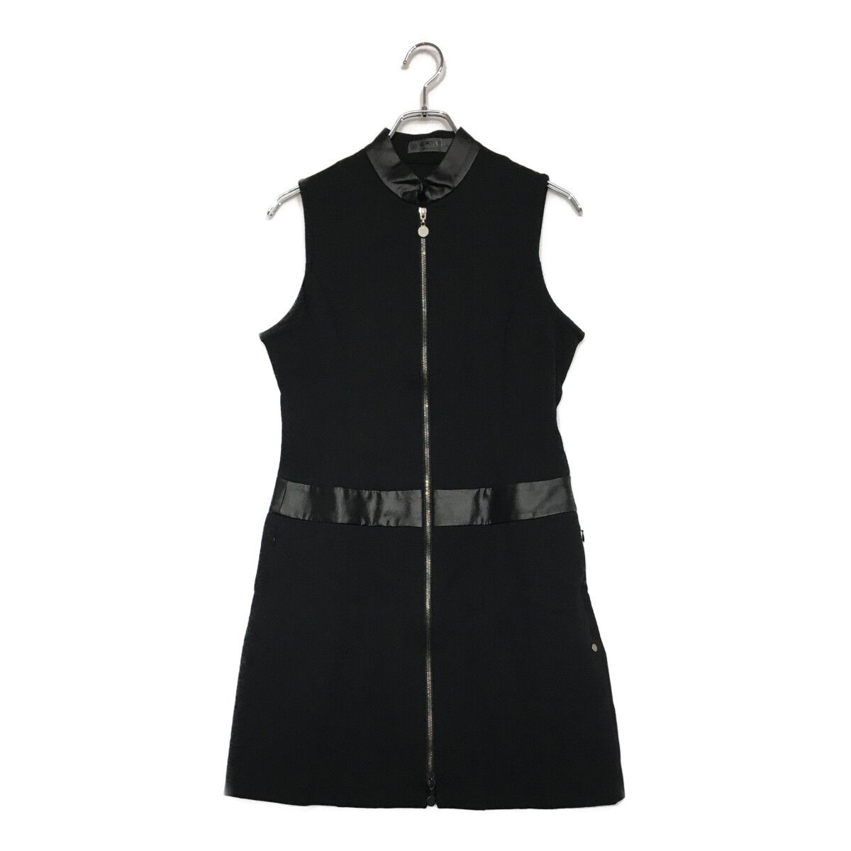 中古 レディース ジーフォア G/FORE ワンピース 40(L) 黒 ブラック ノースリーブ ダブルジップ 総柄