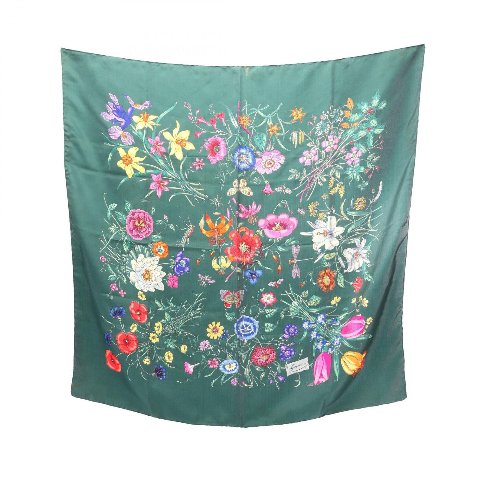 グッチ GUCCI スカーフ フローラ シルク スカーフ レディース Used C