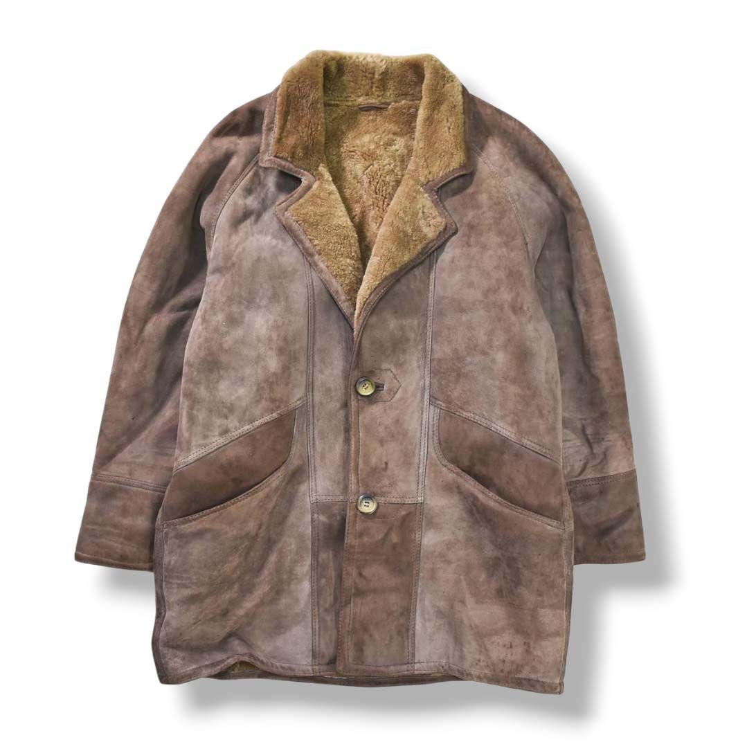 本革】 90s ヴィンテージ unknown 羊革 ムートン スウェード レザー