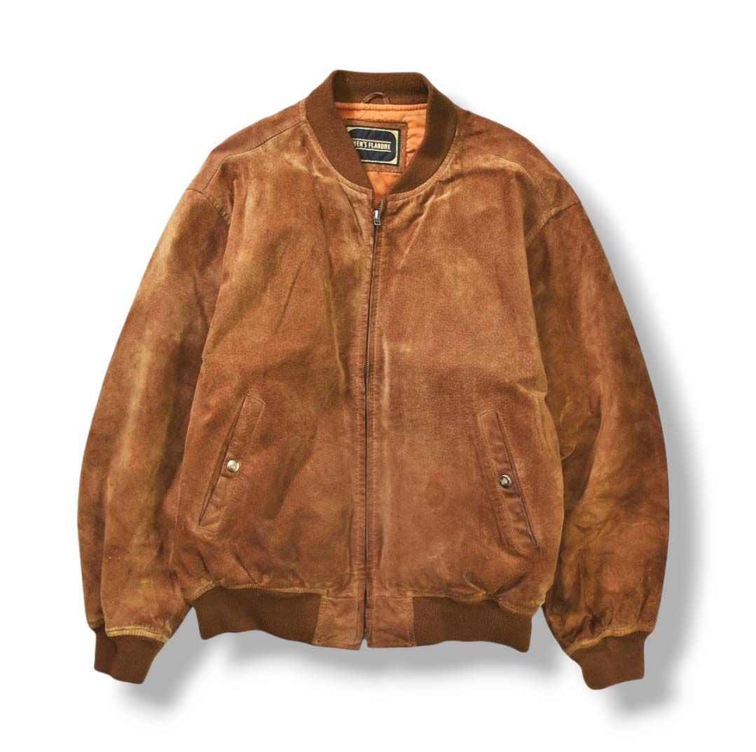 90s 本革 スエードジャケット ブルゾン 牛革 ブラウン 古着 楽天市場】90s USA製 □ ランズエンド 本革 スエード レザー
