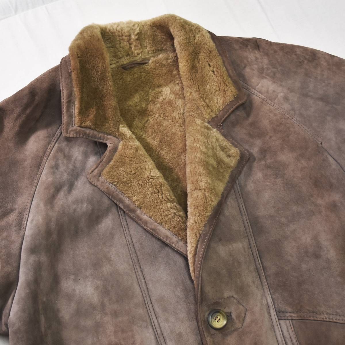 本革】 90s ヴィンテージ unknown 羊革 ムートン スウェード レザー