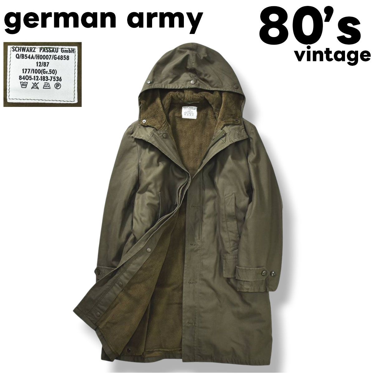 B346 SCHWARZ PASSAU ドイツ軍 80S ミリタリーコート ネイビー