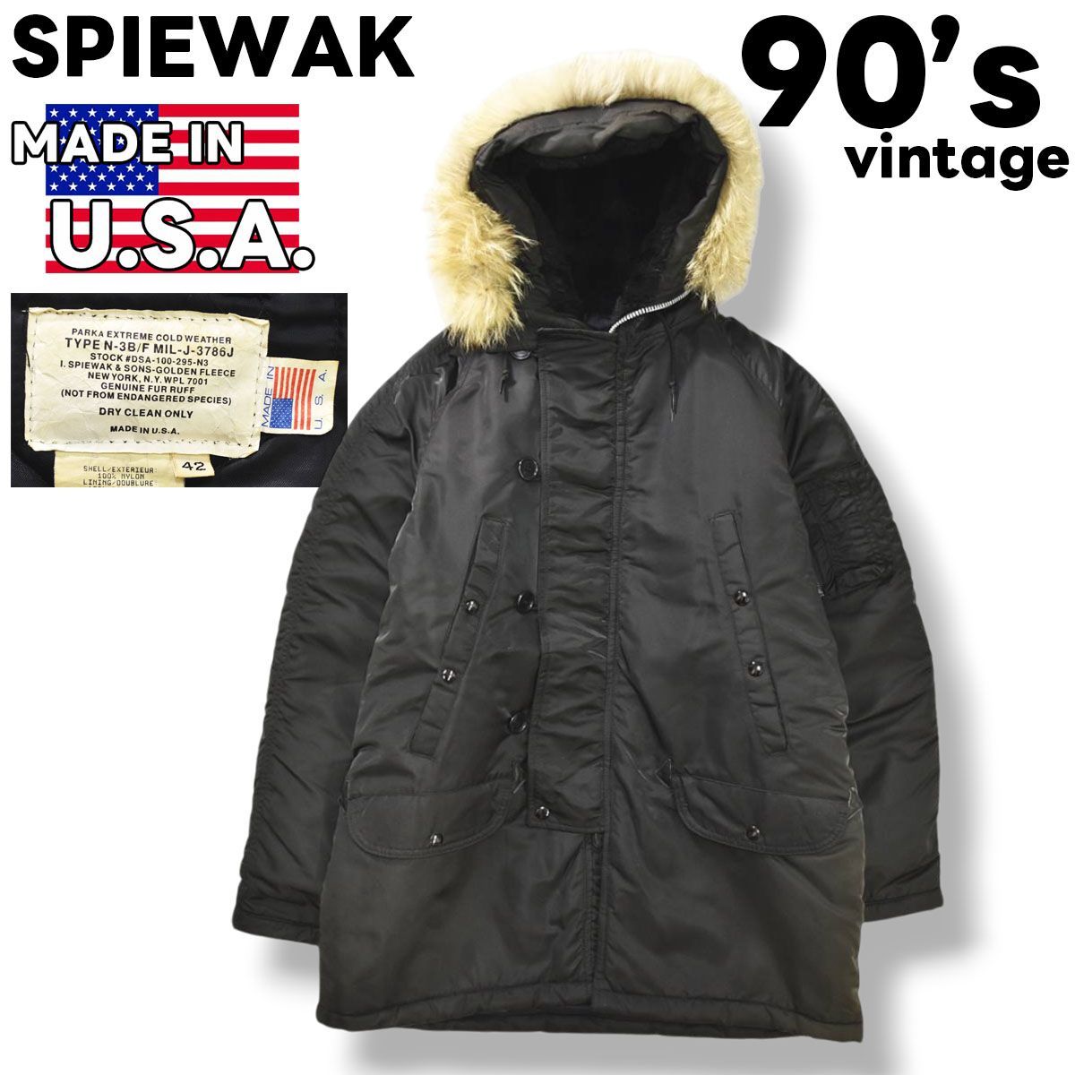 90s golden fleece SPIEWAK N3B USA製 フリース 90s USA製 Golden Fleece N-3B フライトジャケット S程度 緑系