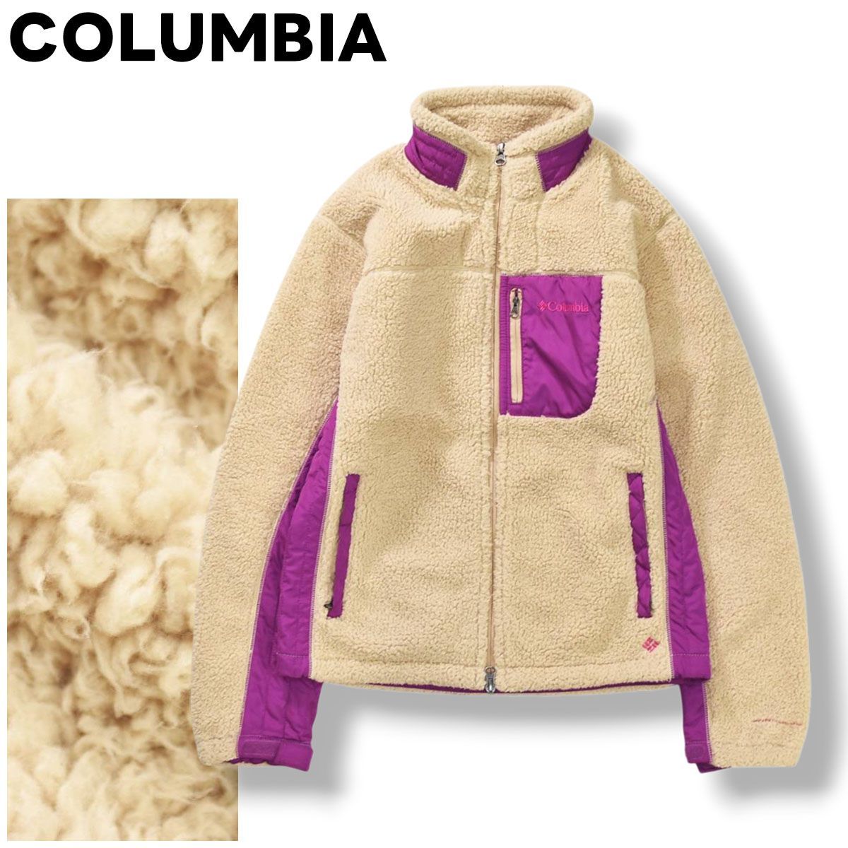 《美品》Columbia コロンビア　フリースジャケット 美品 コロンビア COLUMBIA オムニブロック OMNI－BLOC アーチャーリッジ  ボア フリース ジャケット 中綿 キルティング M ベージュ x パープル アウトドア ウェア タウンユース レジャー レディース ♪ - メルカリ
