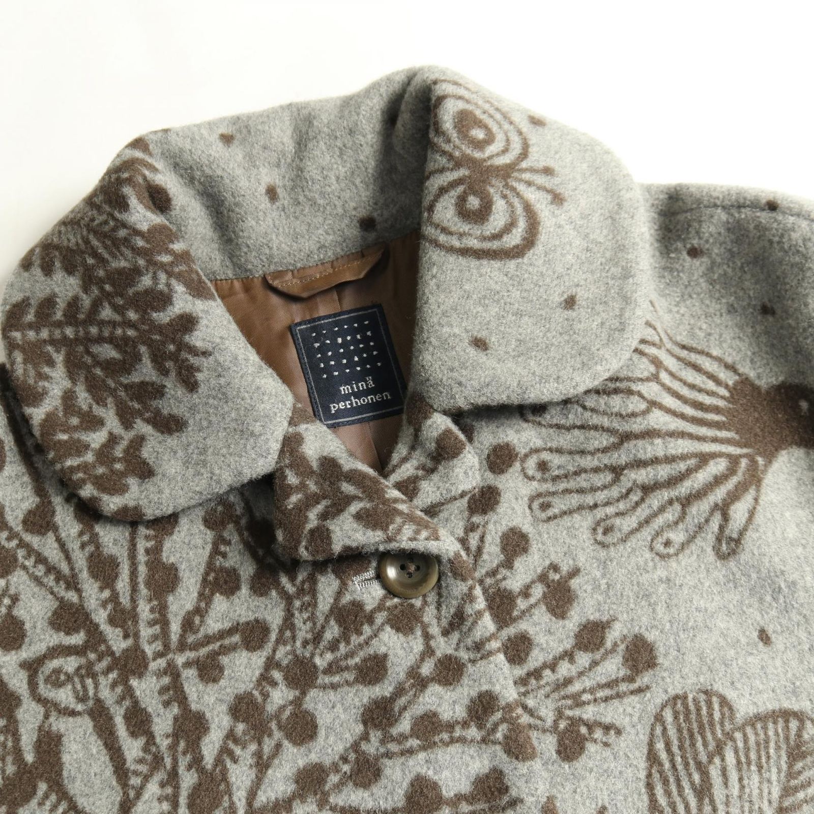 ミナペルホネン mina perhonen imagine グレー ウール コート グレー