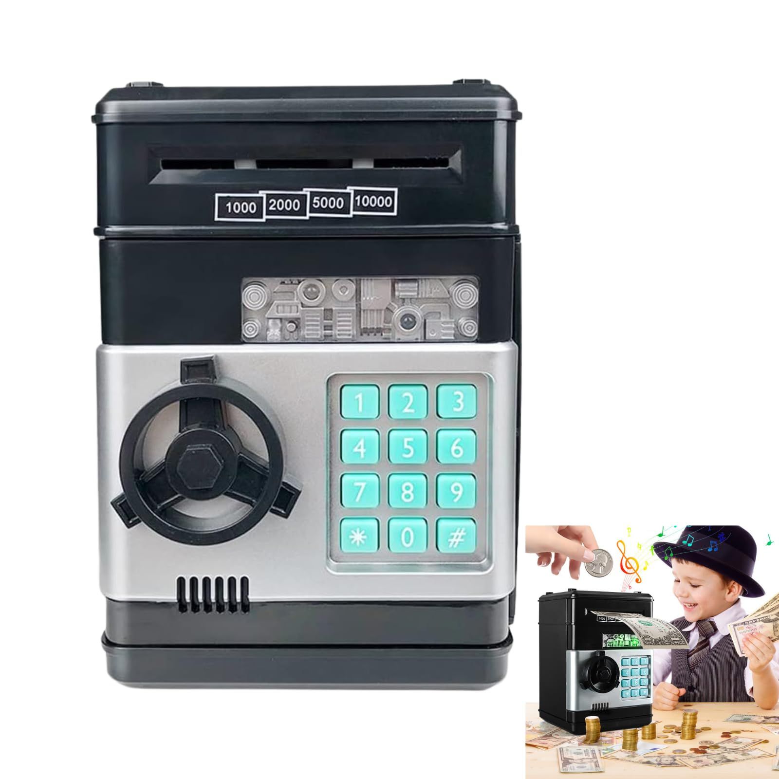 レトロ ハンドル ボックス ロック 貯金箱 大容量 キャッシュボックス 子供 大人 コイン ボックス 紙のお金 貯金箱 ギフト (色 HAPPY  SUGAR 貯金箱 ダイヤルロック式 atm 電子貯金箱 紙幣 お札 小銭 おもしろ おしゃれ 貯金 仕分け 自動 子供 money saving