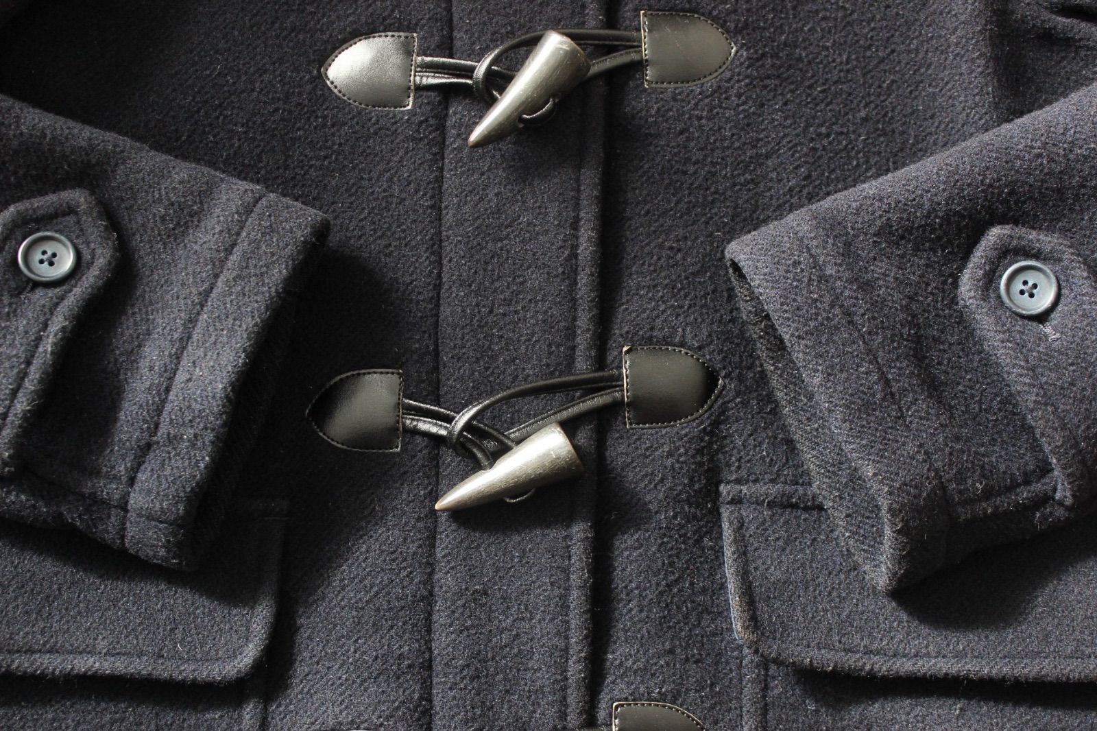 78【美品】イーストボーイ ダッフルコート 7 ネイビー 紺 S 裏地