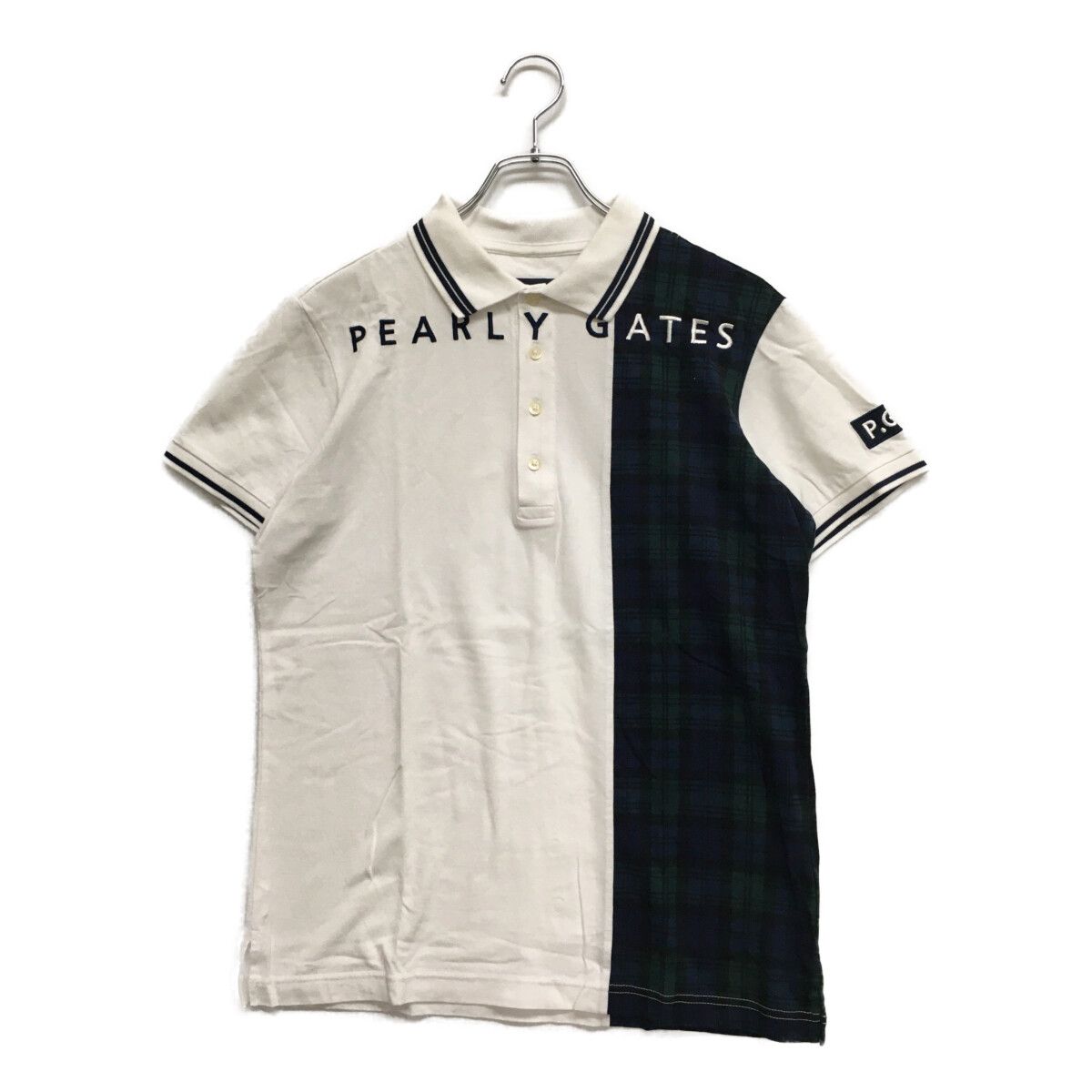 美品　パーリーゲイツ　ポロシャツ　メンズ　4 メンズ パーリーゲイツ PEARLY GATES 半袖ポロシャツ 4(M) 白 ホワイト