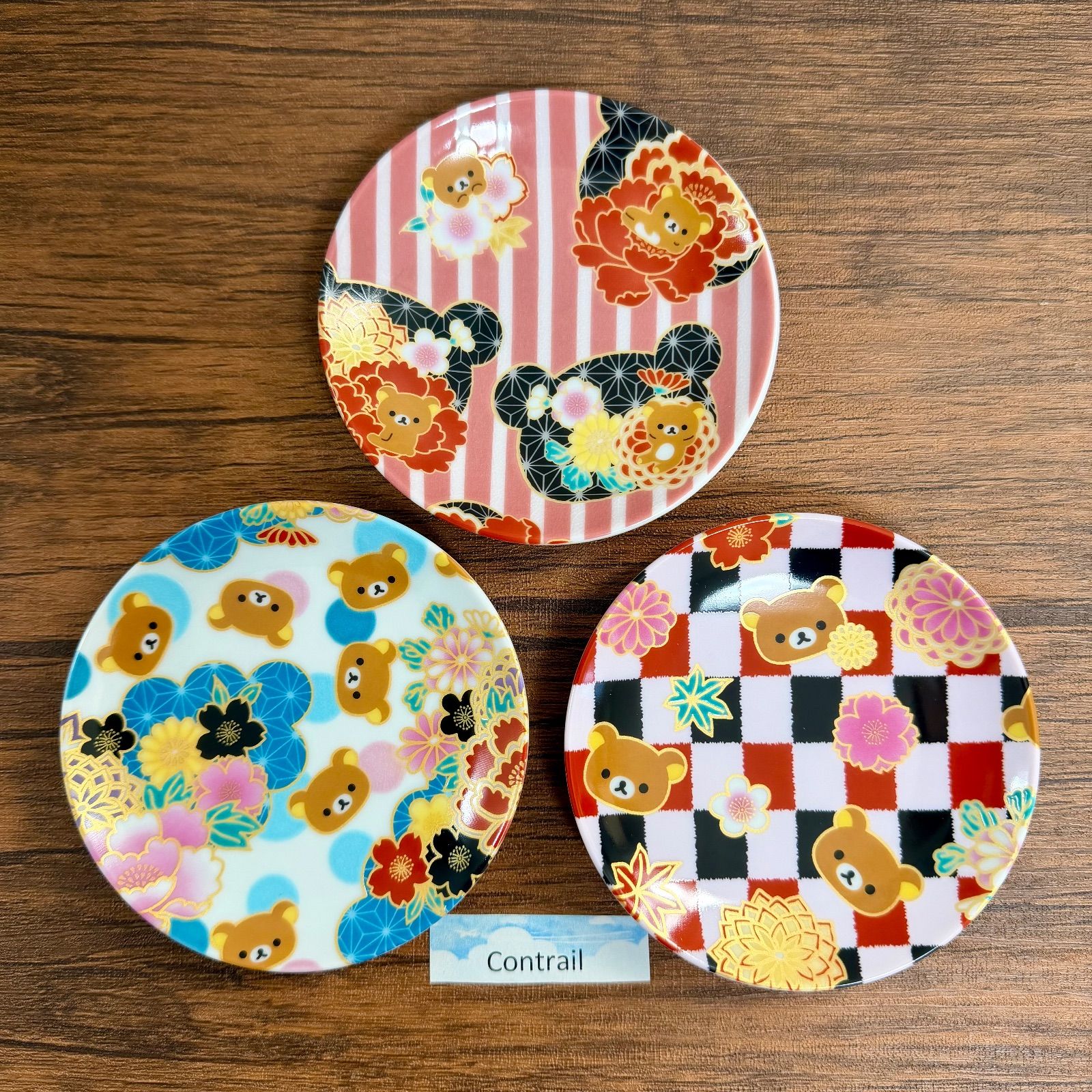 【新品未使用】パリ・サンジェルマン 九谷焼 小皿 3種セット 九谷焼】リラックマ 小皿 3枚セット 10.5cm 晴寿窯 Rilakkuma Kutani