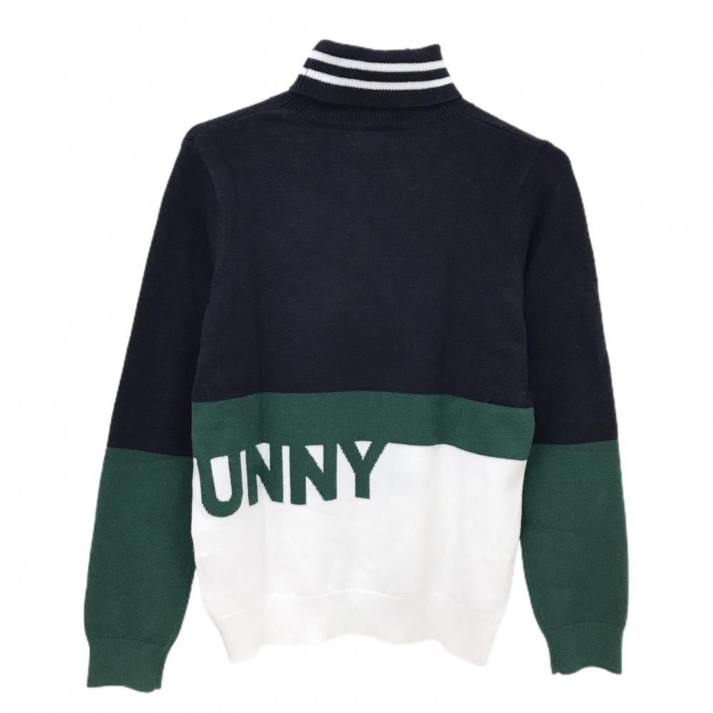 美品】ジャックバニー タートルネックセーター ネイビー×白 ネック