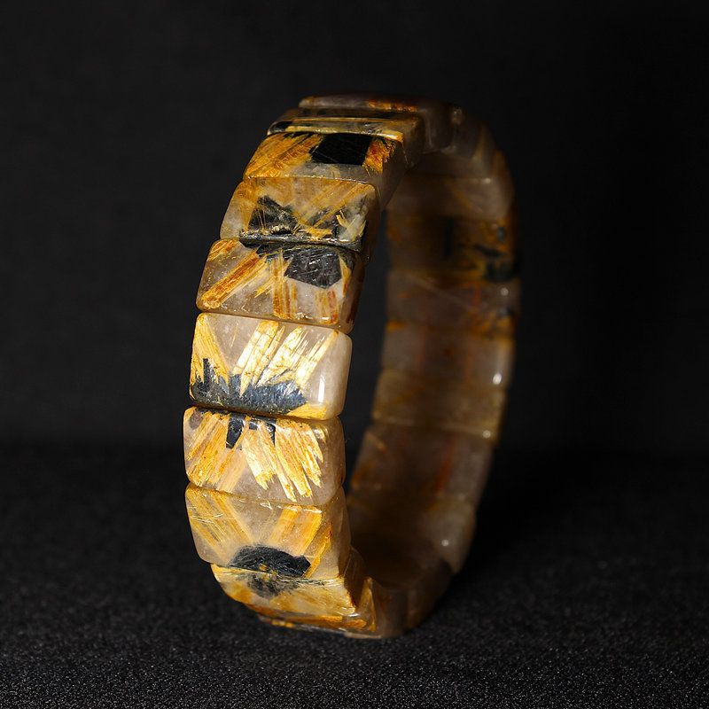天然石　ブレスレット　太陽放射ルチル　バングル　ゴールドルチル 金運パワーが凄い！大地から伸びる【太陽放射ルチルバングル】約19mm