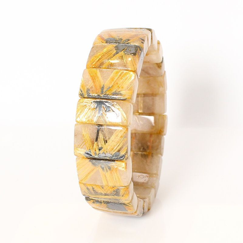 お値下げ　新品未使用　ルチルバングル　太陽花あり 地球のエネルギーを感じる【太陽放射ルチルバングル】16mm 一点物