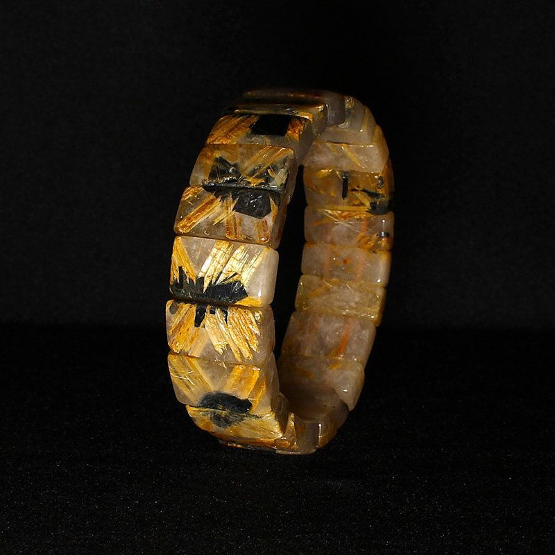 天然石　ブレスレット　太陽放射ルチル　バングル　ゴールドルチル 成功者の証に］16mm一点物 太陽放射ルチル バングル 55g THB17 開運