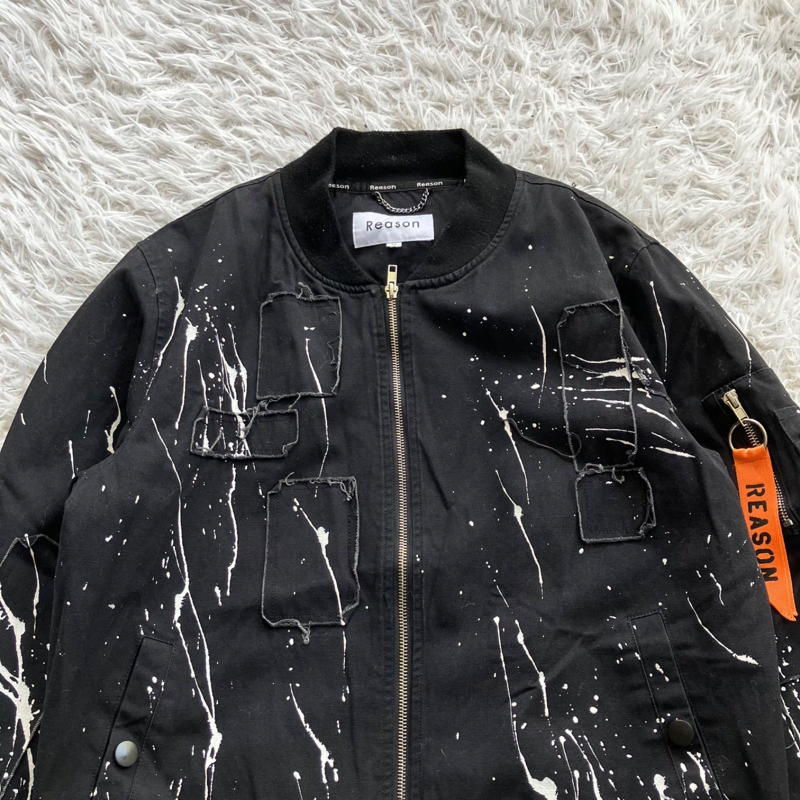 状態良 Reason Clothing MA1 ボンバージャケット ブラック M 古着 MA-1 