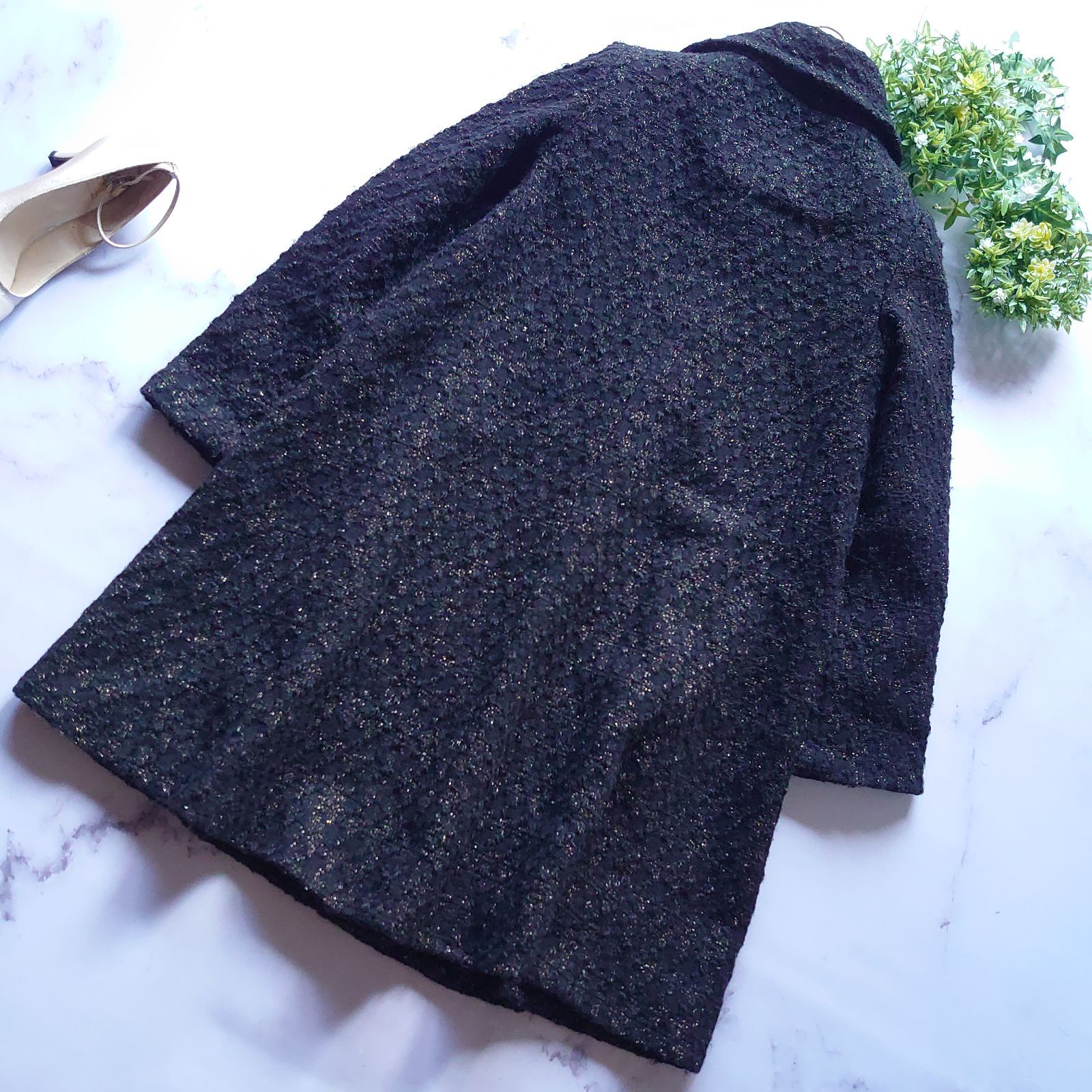 ケイトスペードニューヨーク ツイード ラメ ゴールドボタン ロング