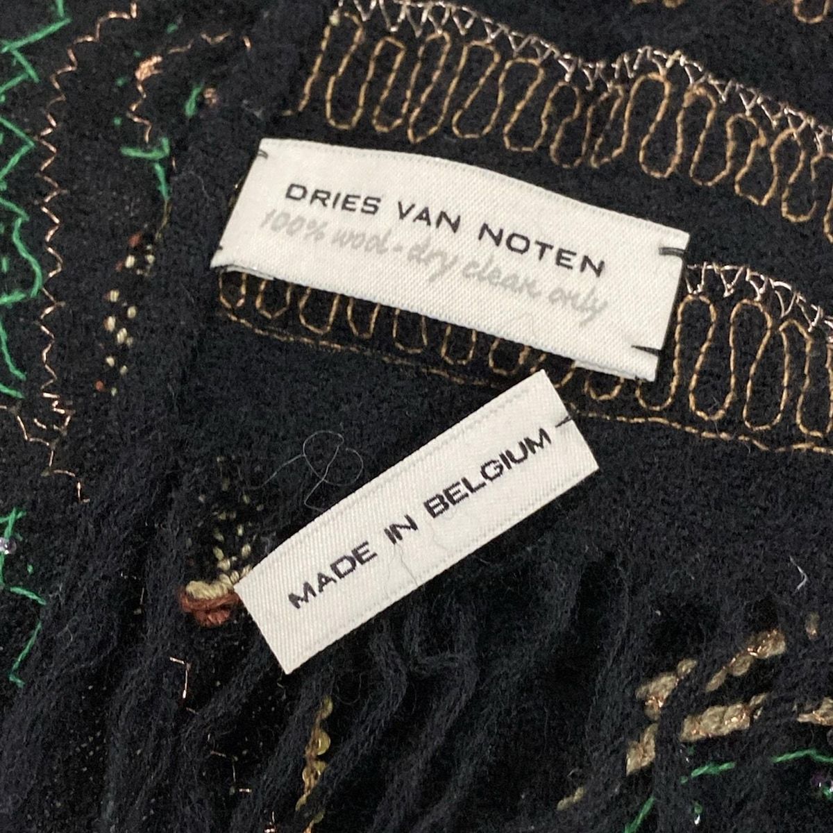 ドリスヴァンノッテン ビーズマフラー スパンコール DRIES VAN NOTEN(ドリスヴァンノッテン) ストール(ショール) - 黒