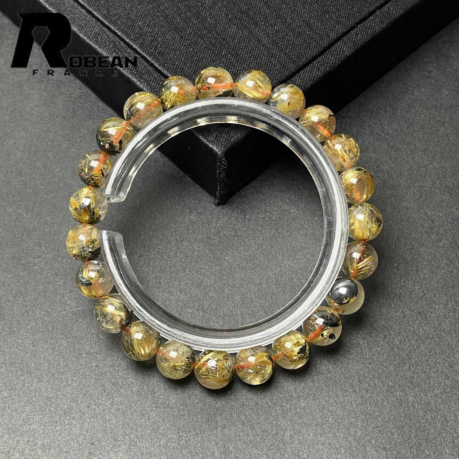 【開運・金運】高級 太陽花 タイチンルチル 13.8-14.7mm ブレスレット 希少 EU製 定価6万円☆ROBEAN・太陽花タイチンルチル☆黄金針水晶 金運