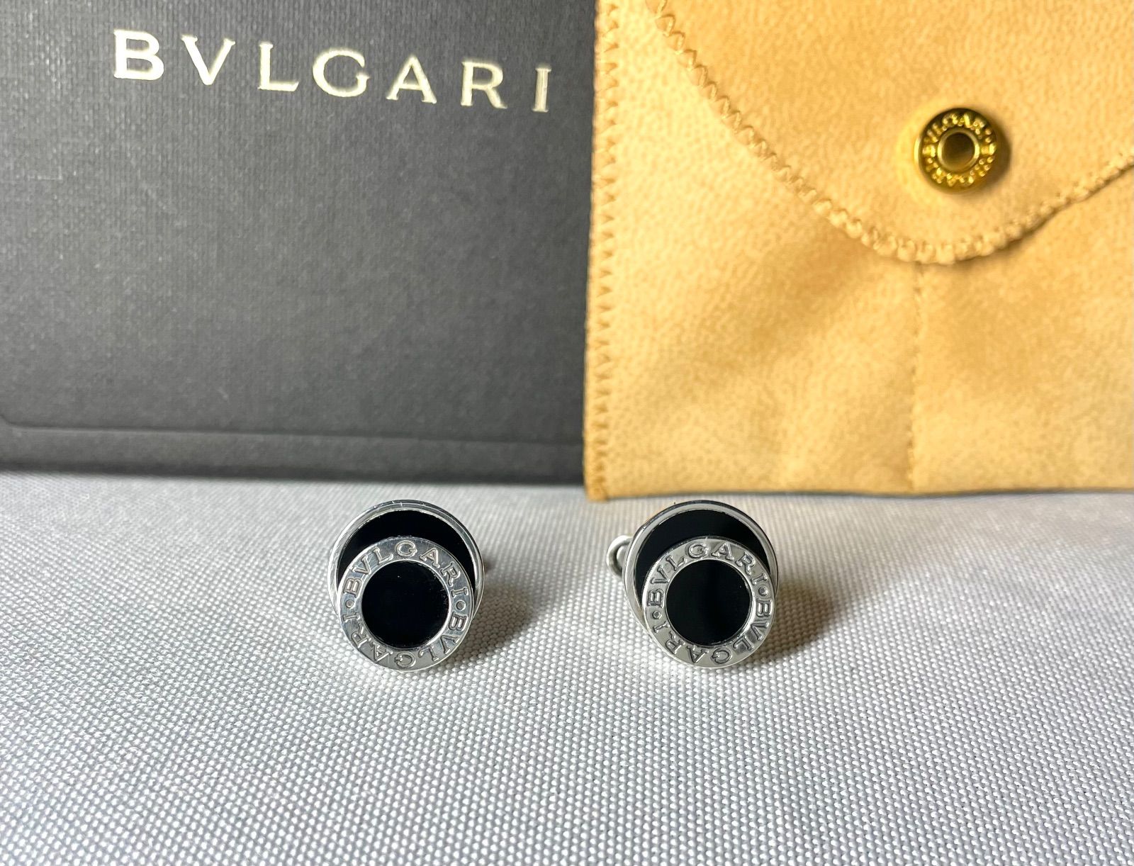 美品 BVLGARI ブルガリ B-ZERO ロゴ ブラックオニキス & スターリング
